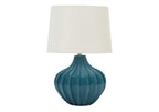 Blue Ceramic Transitional Table Lamp with 3-Way Switch - Blue