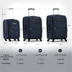 Softside Expandable 3 Piece Luggage Set with Spinner Wheels - Dark Blue