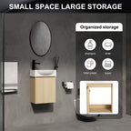 Modern Bathroom Vanity with Ceramic Basin and Storage Cabinet - Light Brown, Black, or White