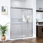 Semi-Frameless Double Sliding Shower Door with Tempered Glass - Clear