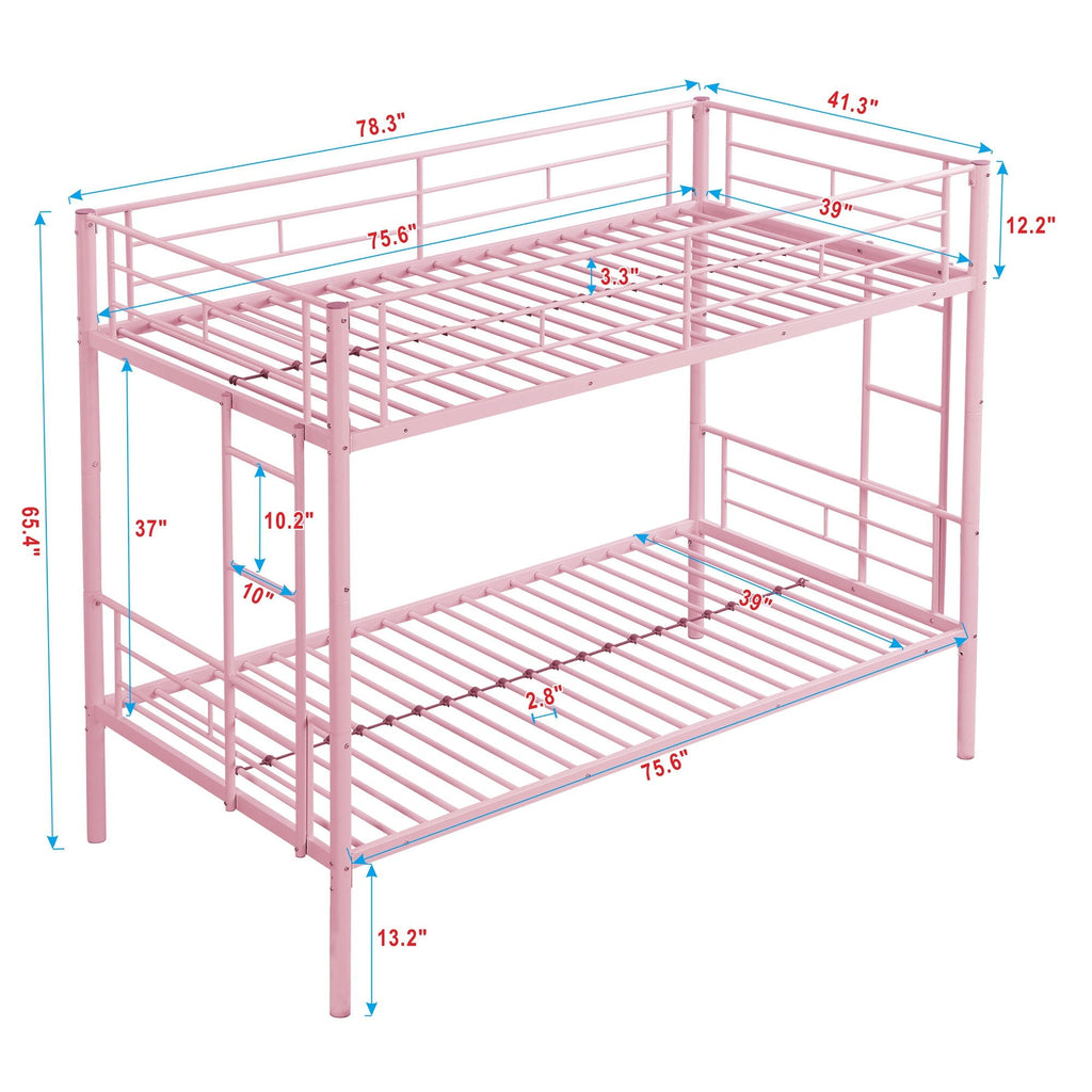 Twin Over Twin Metal Bunk Bed with Trundle - Black