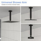 Premium 8" Ceiling Mounted Shower Arm with Flange - Black or Gray
