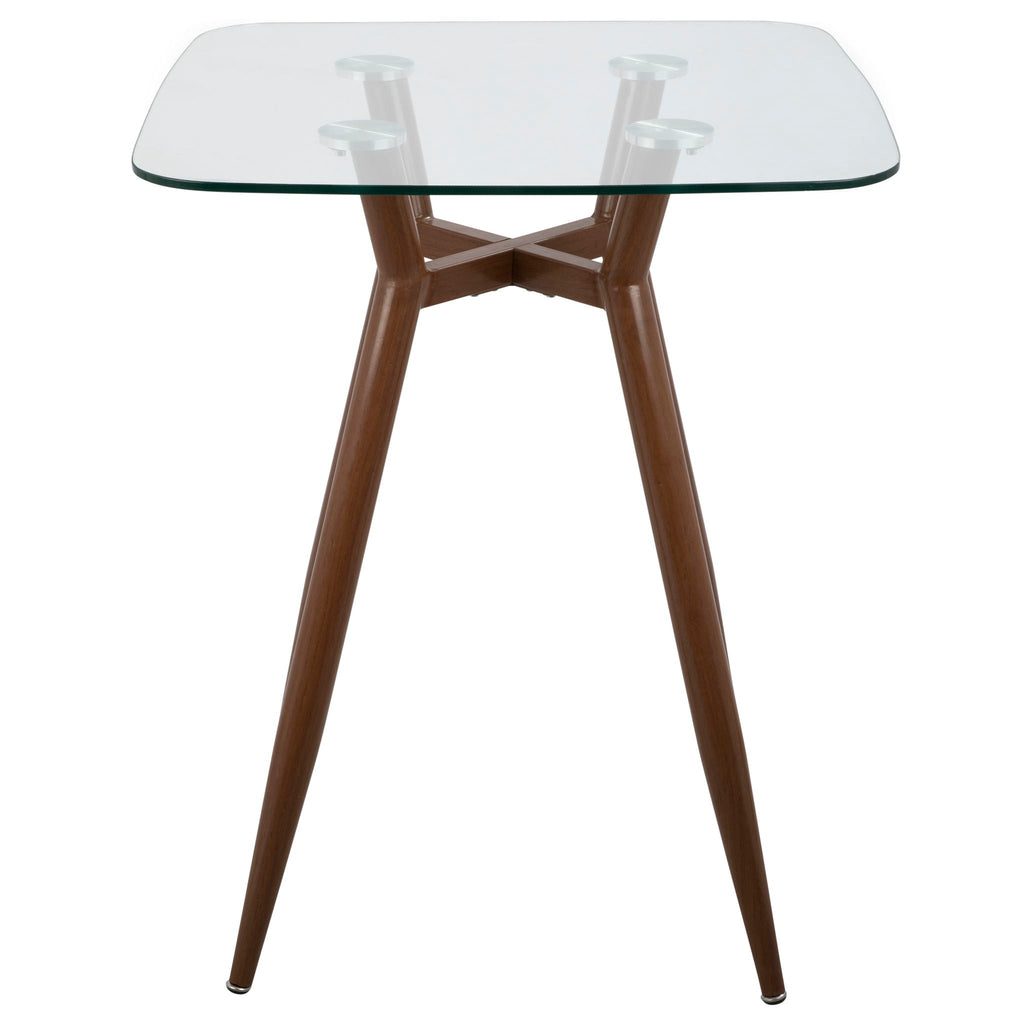 Mid Century Modern Square Counter Table with Sturdy Metal Base - Dark Brown or Black