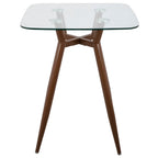 Mid Century Modern Square Counter Table with Sturdy Metal Base - Dark Brown or Black