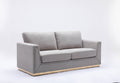 Gray Linen Stationary Sofa with Wood Frame - 77" Wide