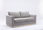 Gray Linen Stationary Sofa with Wood Frame - 77" Wide