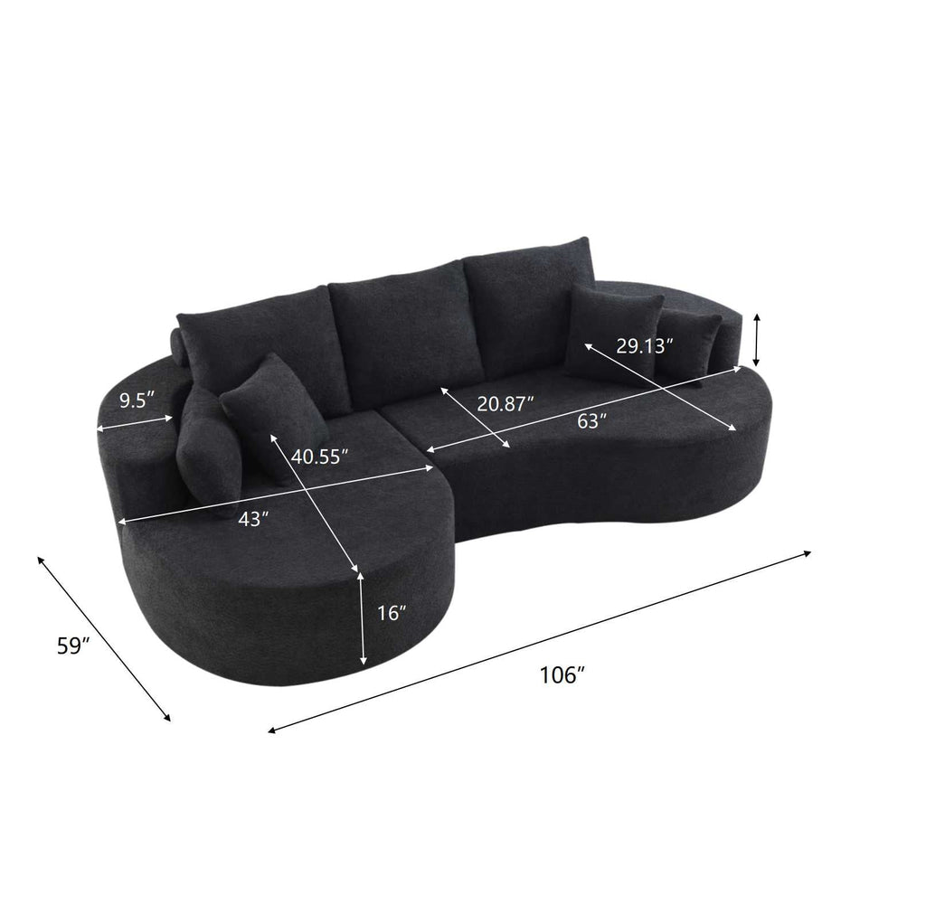 106 in. Cloud Curved Sectional Sofa with Chaise Lounge - Boucle Fabric