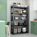 Heavy Duty Metal Garage Shelving Unit with Adjustable Shelves - Black