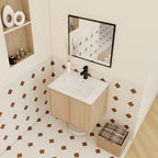 Floating Bathroom Vanity With Sink Combo with Soft-Close Doors - Brown or Light Brown