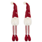 Christmas Gnomes Decorations Set of 2 with Fluffy Beards - White / Red