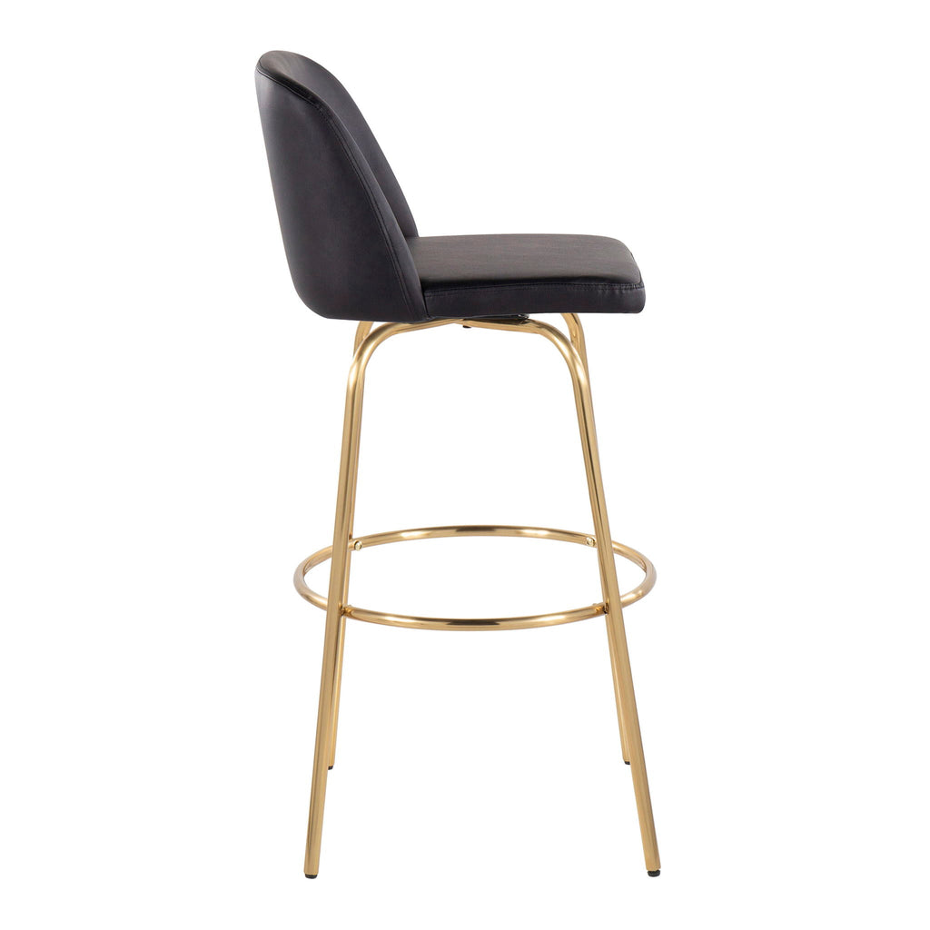 Contemporary Swivel Barstool Set with Round Footrest - Multiple Colors