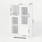 Modern Cabinet with Glass Doors and Drawer - Adjustable Shelves - Multiple Colors