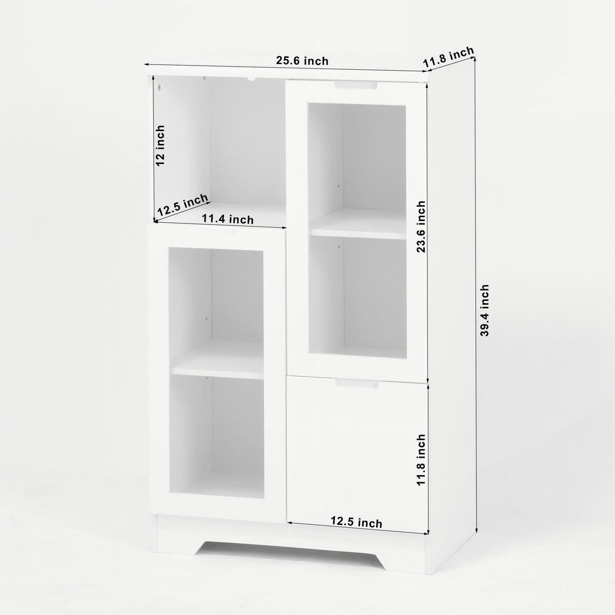 Modern Cabinet with Glass Doors and Drawer - Adjustable Shelves - Multiple Colors