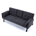 Foldable Sofa Bed with Cup Holder and Solid Wood Frame - Multiple Colors
