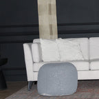 Cable Knitted Accent Pouf with Semi Rounded Design - Beige, Dark Brown, Dark Gray