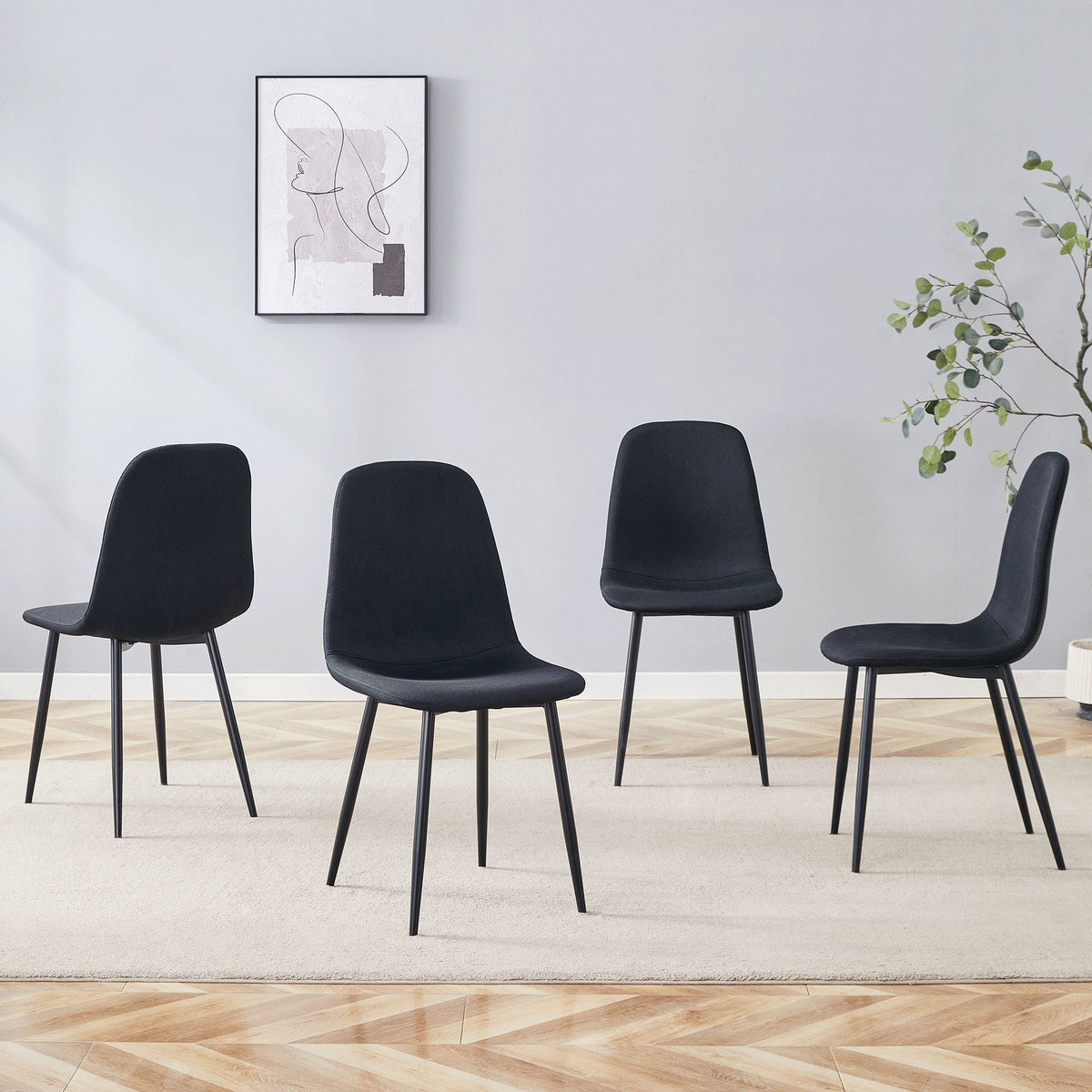 Modern Medieval Style Cushioned Side Chairs Set