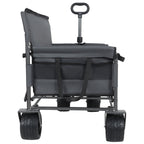 3-in-1 Convertible Folding Wagon Cart with Bench Seat & Storage - Gray