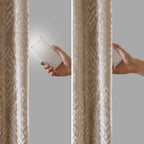 Knitted Jacquard Damask Total Blackout Grommet Top Curtain Panel - Champagne