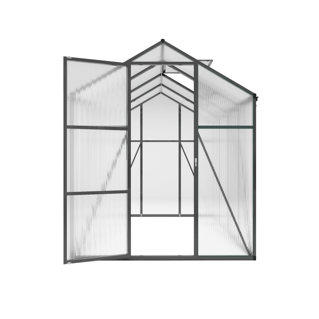 Windproof Greenhouse with Raised Base - Polycarbonate Panels - Black