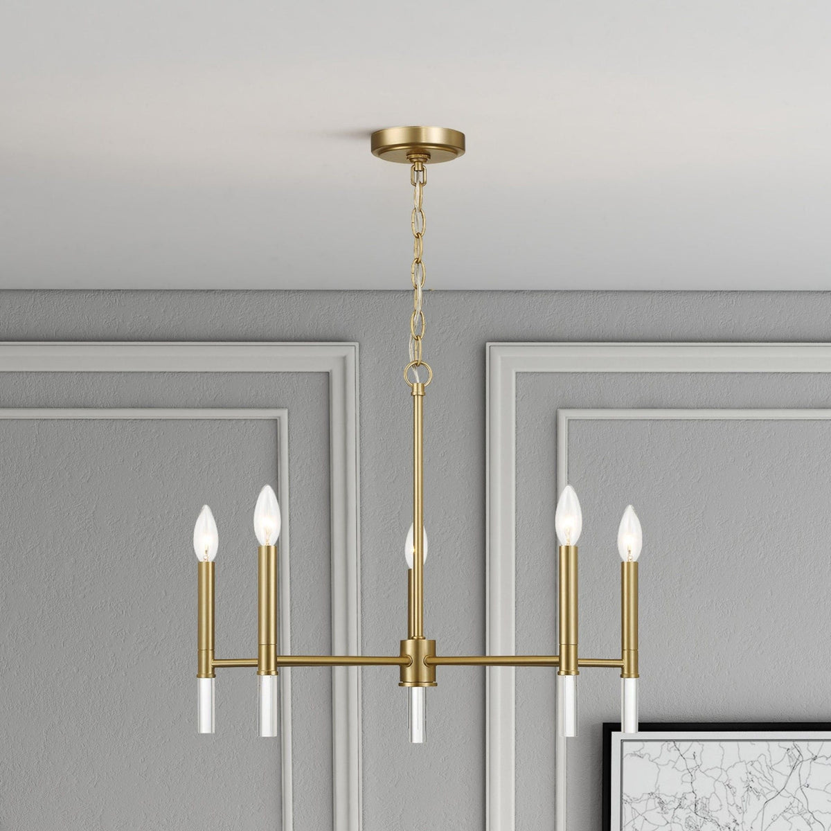 Courtyard 5 Light Candle Chandelier - Clear / Gold