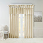 Champagne Twist Tab Lined Window Curtain Panel with Faux Silk Finish - 50" x 95"