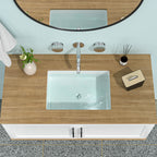 Modern Ceramic Rectangular Undermount Bathroom Sink with Overflow - White