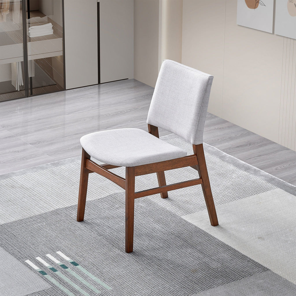 Brown / Light Gray Dining Chair Set with Solid Wood Frame - Set of 2