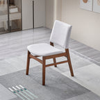 Brown / Light Gray Dining Chair Set with Solid Wood Frame - Set of 2