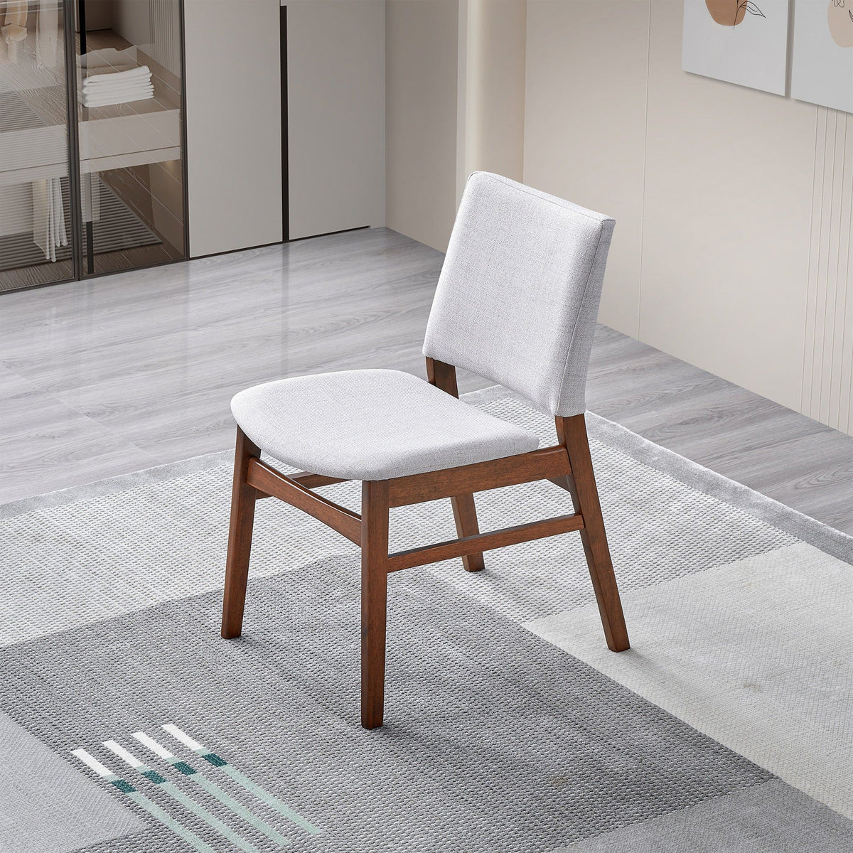 Brown / Light Gray Dining Chair Set with Solid Wood Frame - Set of 2