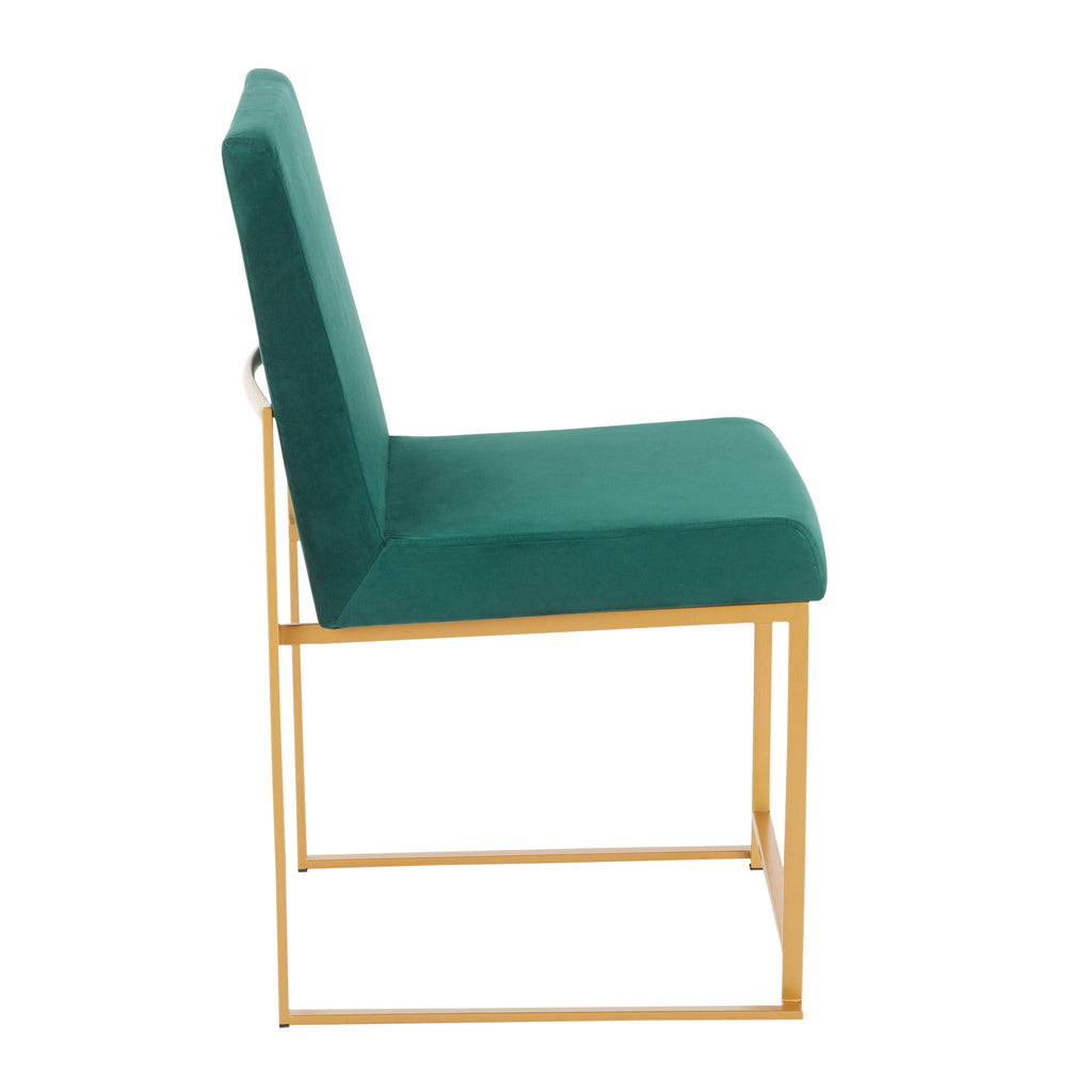 Contemporary High Back Dining Chair Set with Upholstered Seat - Multiple Colors