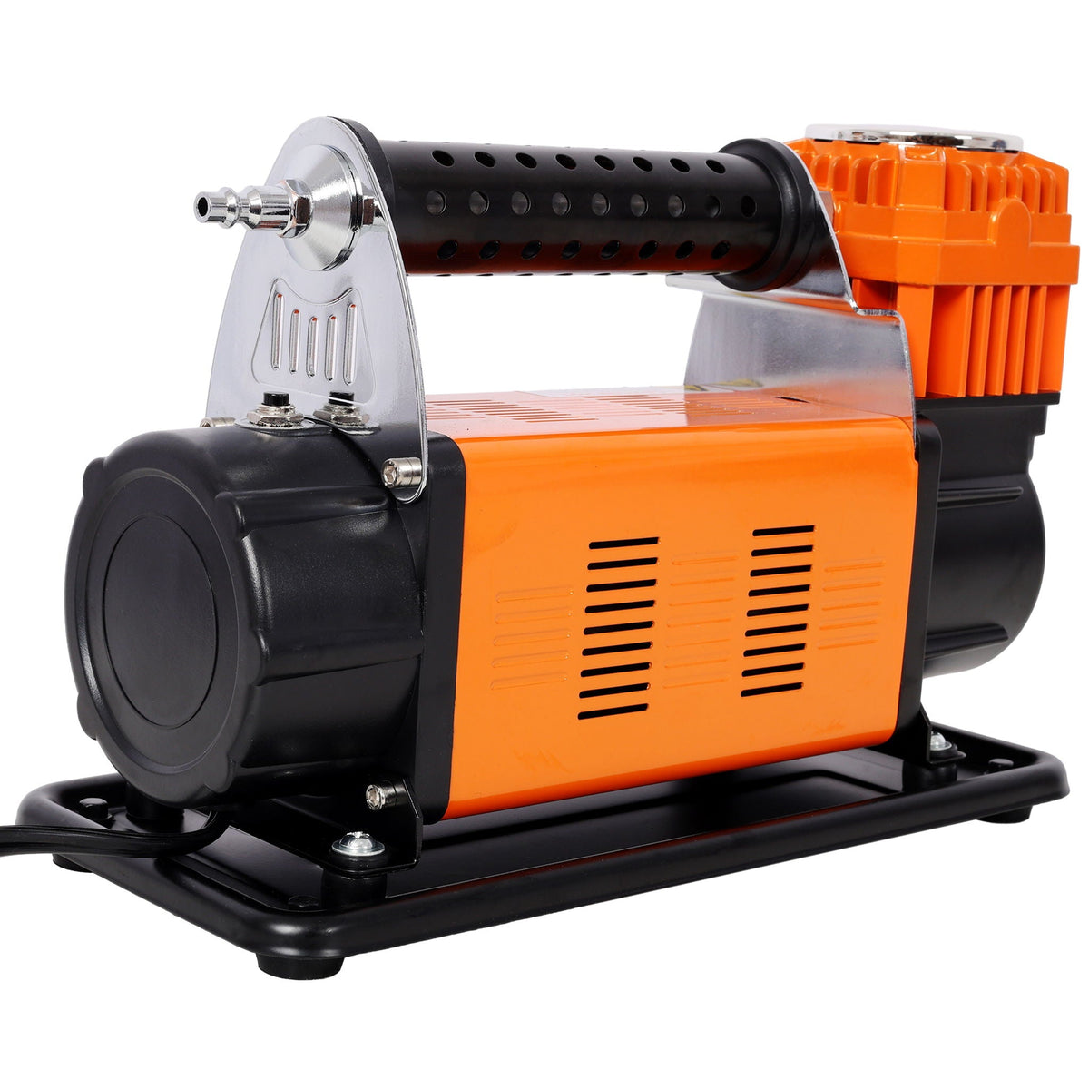 Heavy Duty 12V Air Compressor with Pressure Gauge – Black / Orange