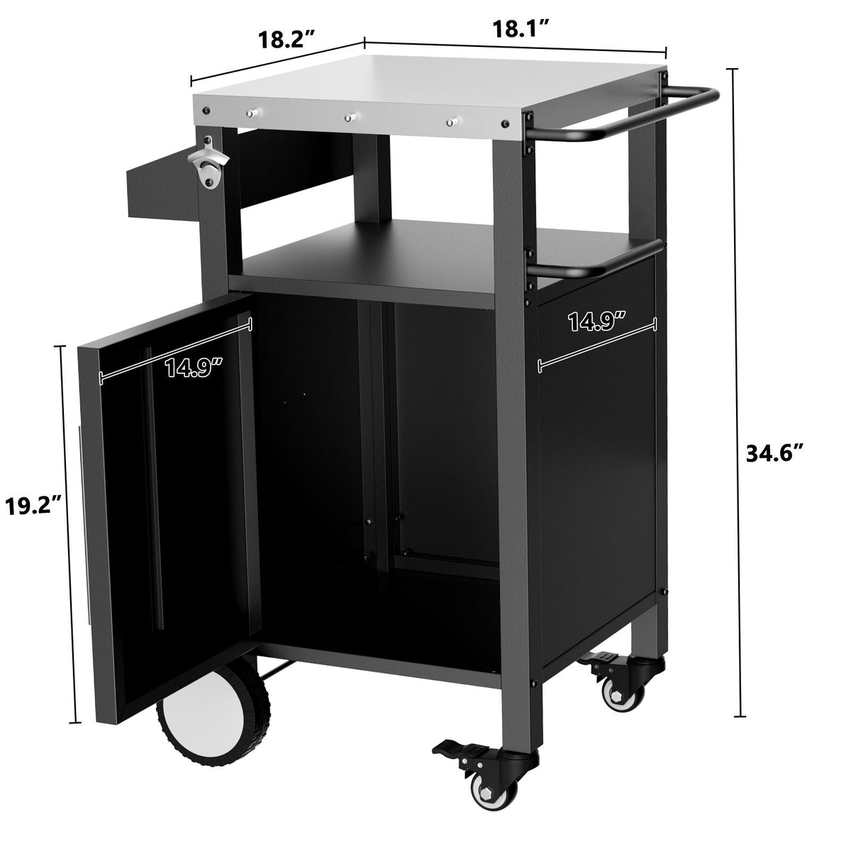 Outdoor Grill Cart With Storage, Rolling Bar Cart