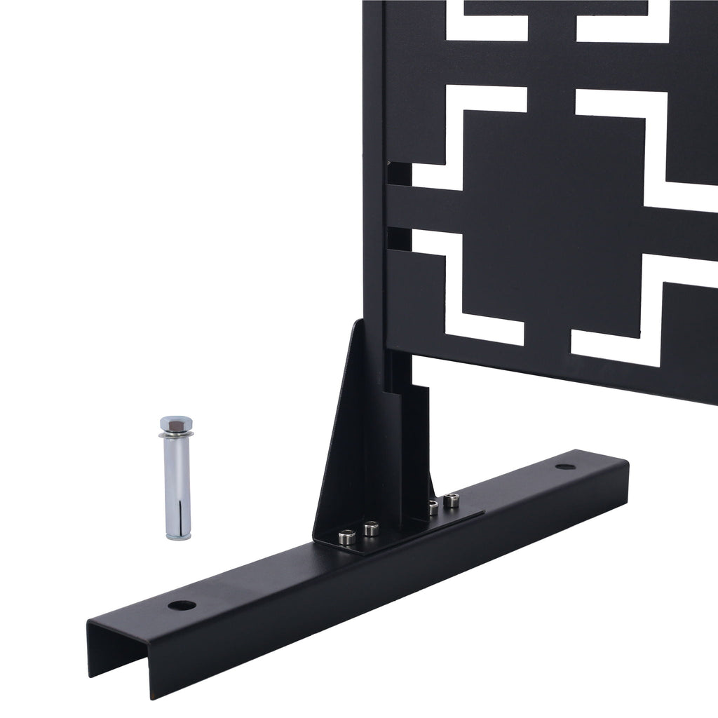 Black Metal Room Divider Privacy Screen with Rust-Resistant Finish