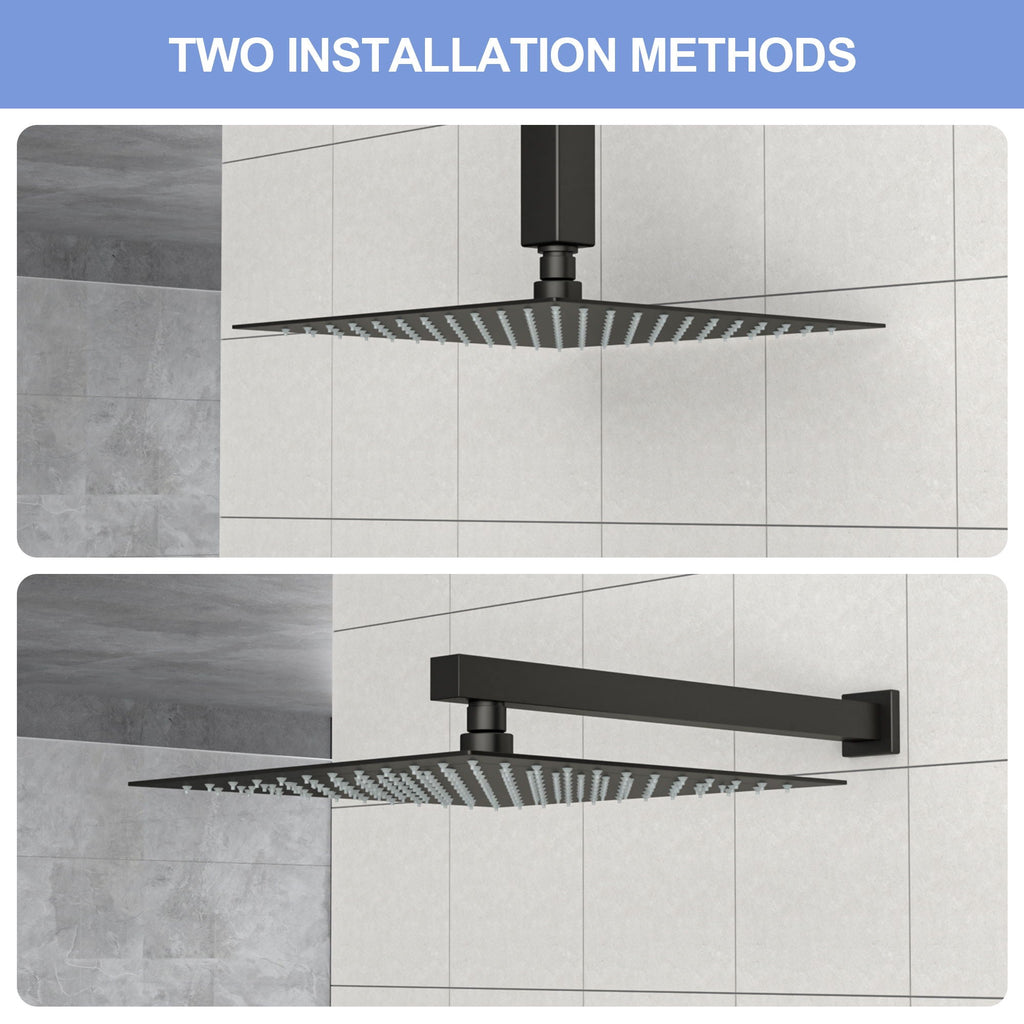 10" Square Rainfall Shower Head with 360° Adjustability – Multiple Colors