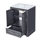 Modern Bathroom Vanity with Ceramic Sink Combo and Storage Cabinet - Multiple Colors