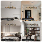 Modern Industrial Sputnik 8-Light Chandelier with Adjustable Height - Black