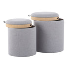 Contemporary Nesting Ottoman Set with Flip Tray Top - Multiple Colors
