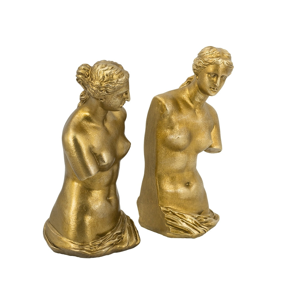 Venus de Milo Bookends with Gold Finish - Set of 2