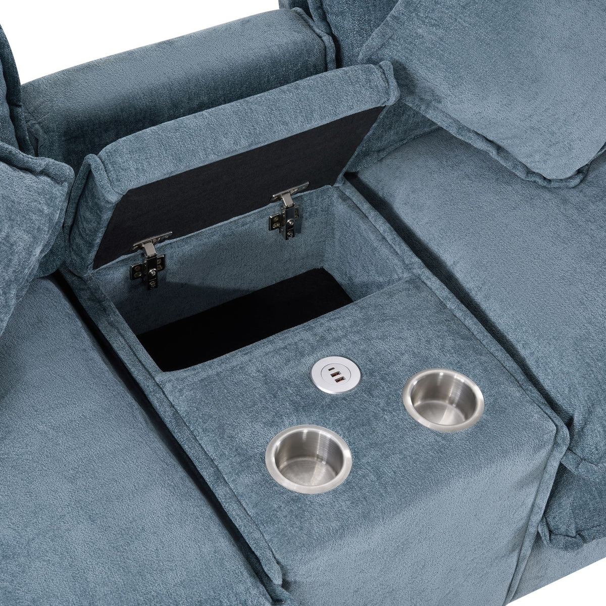 Modern Sectional Sofa with Removable Ottomans, USB Ports - Dark Gray or Light Blue