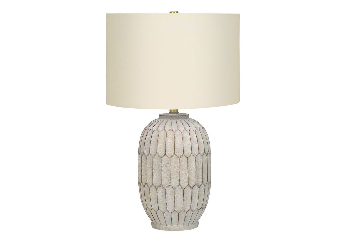 Transitional Cream Table Lamp with Linen Shade - Cream