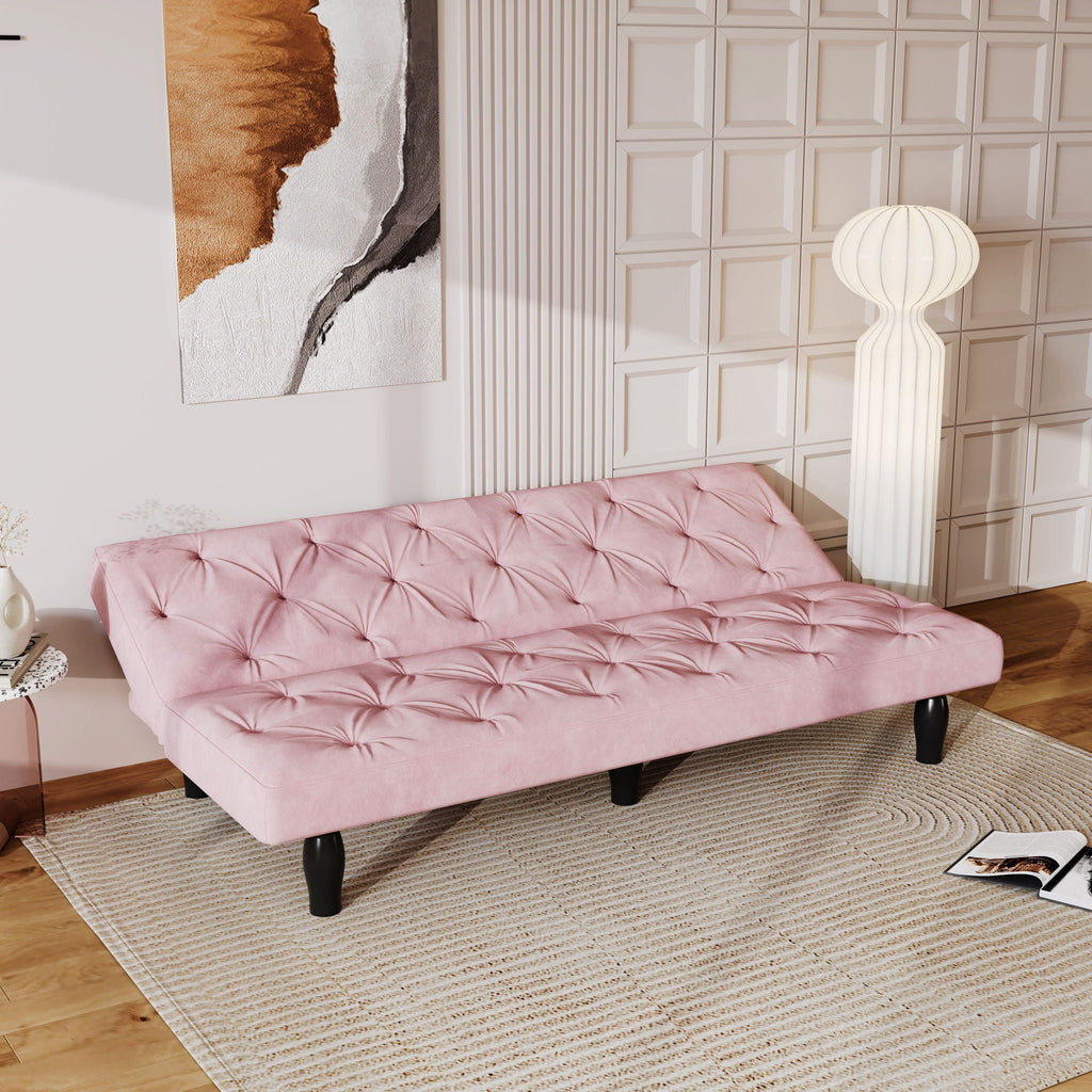 Sofa Bed With Adjustable Backrest with Premium Fabric – Black or Pink