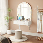 Floating Makeup Vanity Desk with 3-Color LED Mirror – Engineered Wood