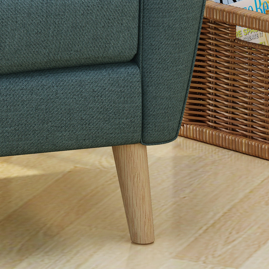 Mid Century Fabric Channel Stitch Club Chair with Channel Stitch Detail - Blue