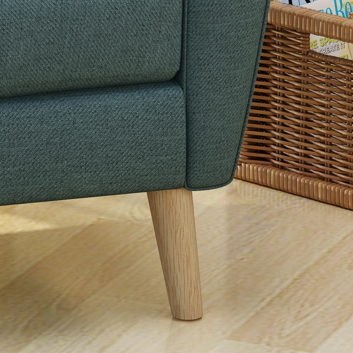 Mid Century Fabric Channel Stitch Club Chair with Channel Stitch Detail - Blue
