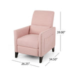 Pushback Recliner Chair with Side Pocket - Blush