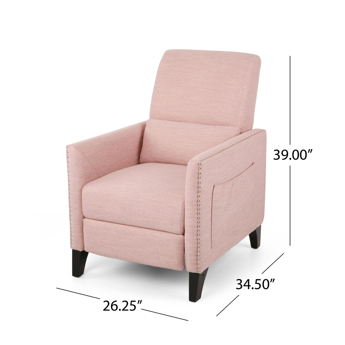 Pushback Recliner Chair with Side Pocket - Blush