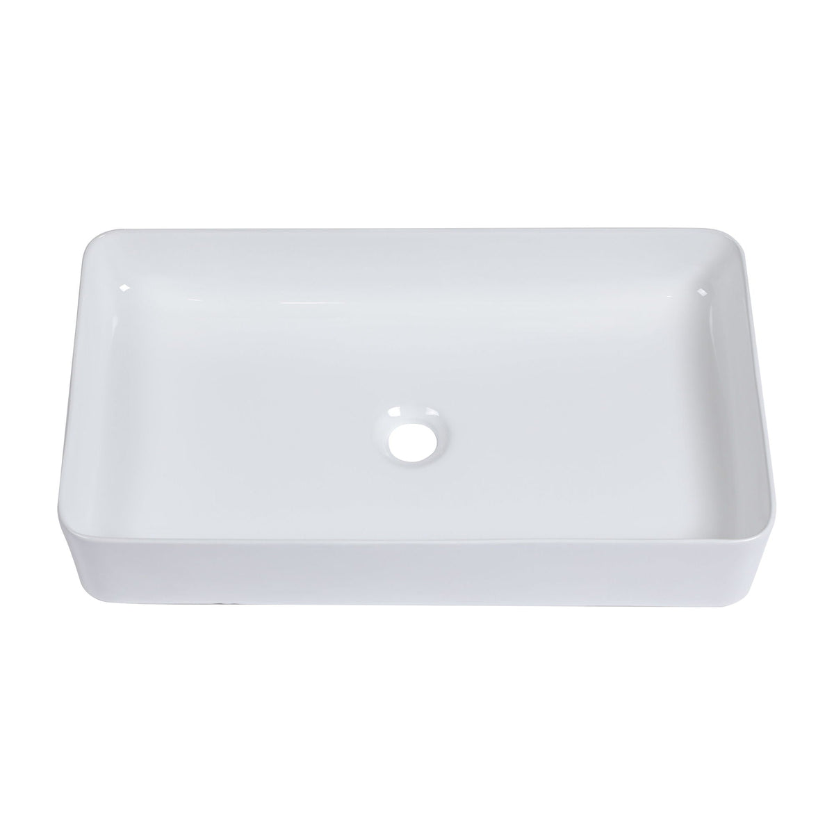 Modern Ceramic Rectangular Bathroom Vessel Sink with European Design - White or Black