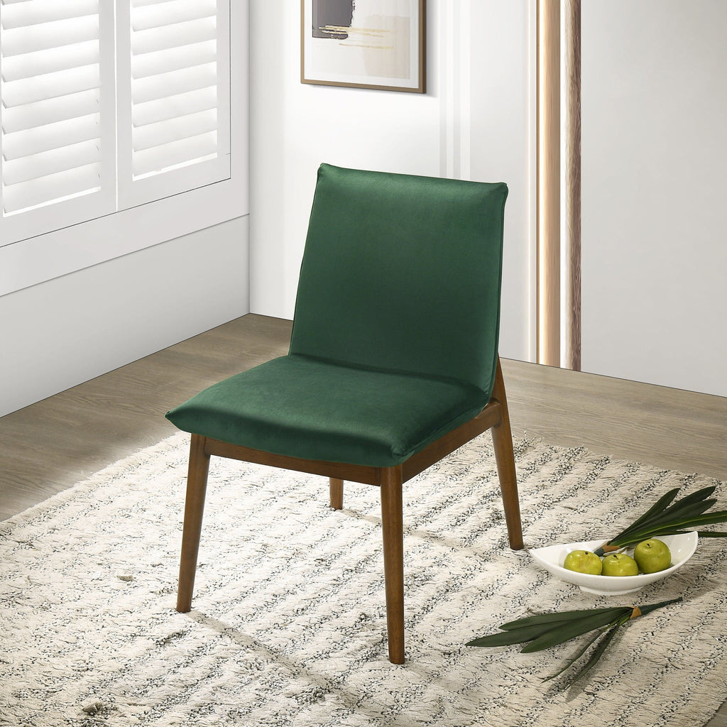 Monza Contemporary Dining Chair Set with Solid Wood Frame - Beige or Dark Green