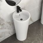 15" Pedestal Sink with Space Saving Design - White