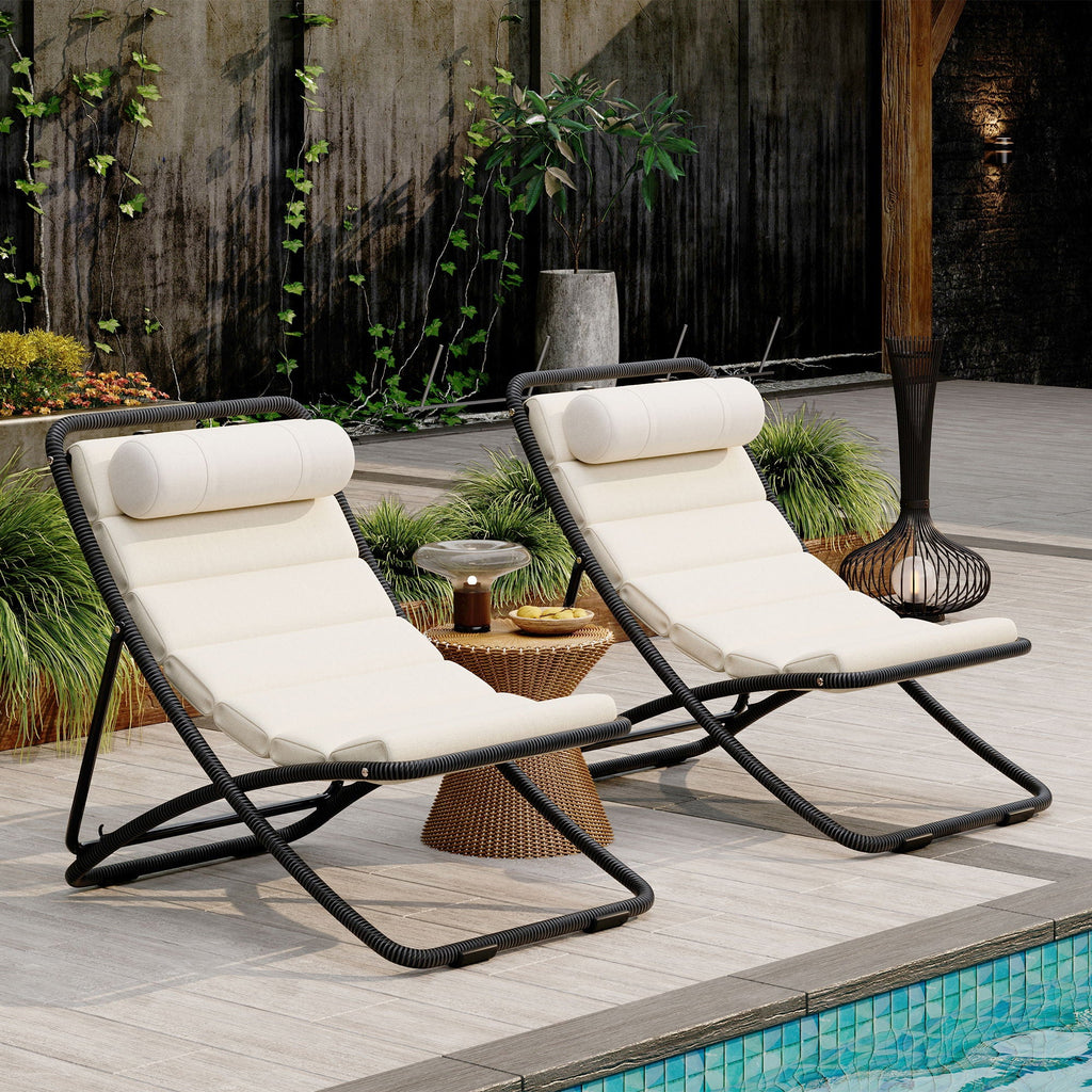 Outdoor Folding Chair Set with Adjustable Backrest – Black or Yellow